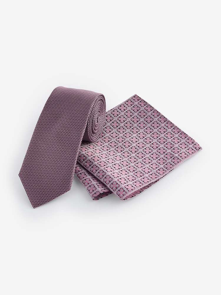 Damson Pink - Set aus Krawatte und Einstecktuch - Bild 1 von 5