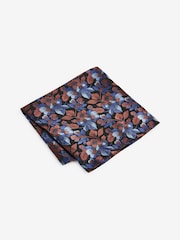 Rust Orange/Blue Floral Tie And Pocket Square Set - Image 4 of 4