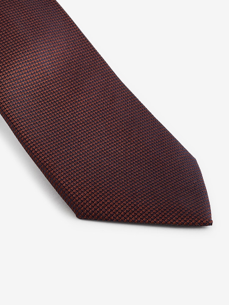 Rust Brown/Floral Silk Tie And Pocket Square Set - Image 2 of 5