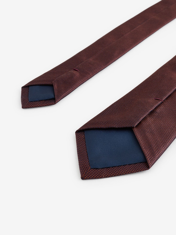Rust Brown/Floral Silk Tie And Pocket Square Set - Image 3 of 5