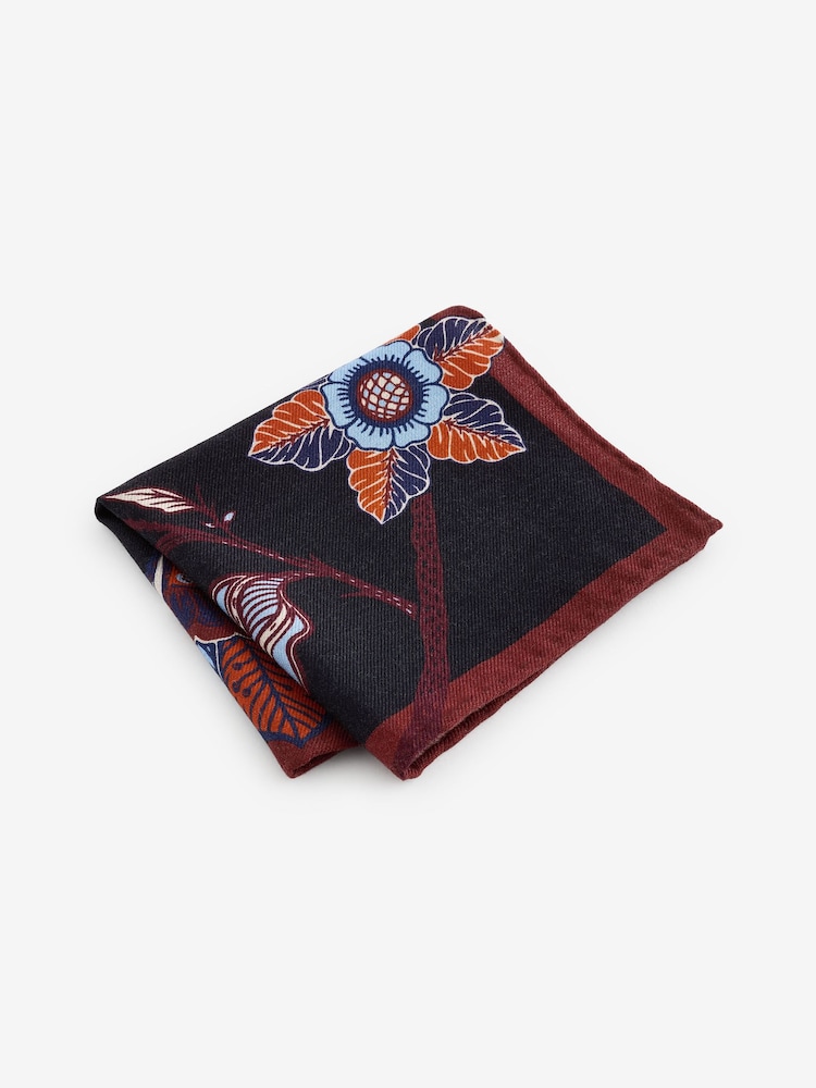 Rust Brown/Floral Silk Tie And Pocket Square Set - Image 4 of 5