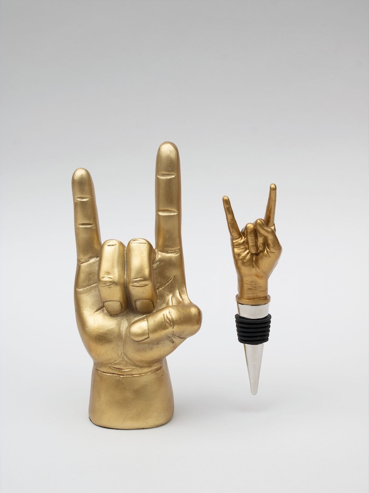 Suck UK Gold Rock On Stopper And Charm For Wine And Liquor Bottles - Image 1 of 2