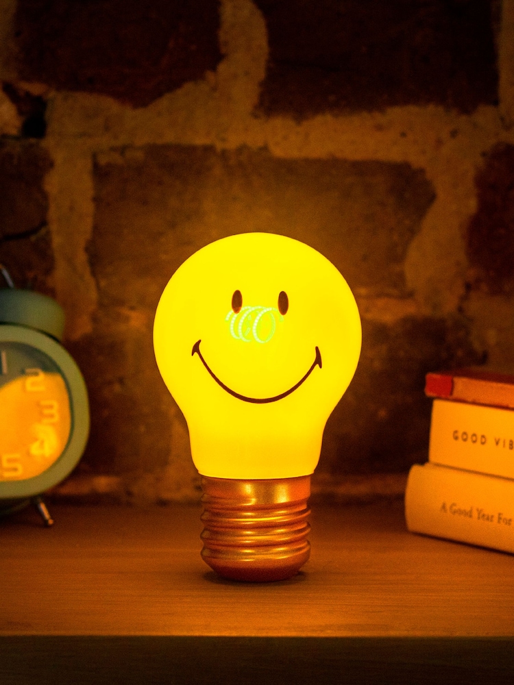 Suck UK Yellow Cordless Smiley® Lightbulb Lamp - Image 1 of 4