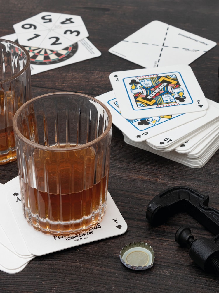 Suck UK Black G-Clamp Bottle Opener, Bar Game And Playcards Mats - Image 1 of 5