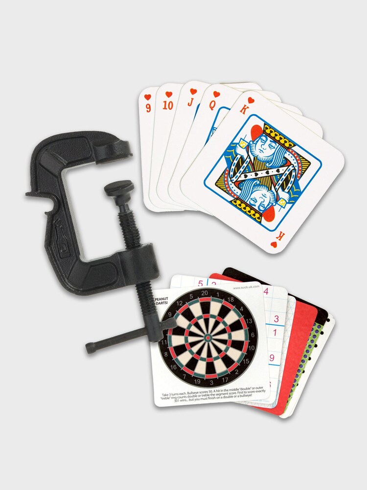 Suck UK Black G-Clamp Bottle Opener, Bar Game And Playcards Mats - Image 2 of 5