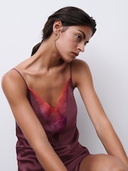 Chantelle Tattoo Love Satin Chemise, Plum - Image 4 of 5