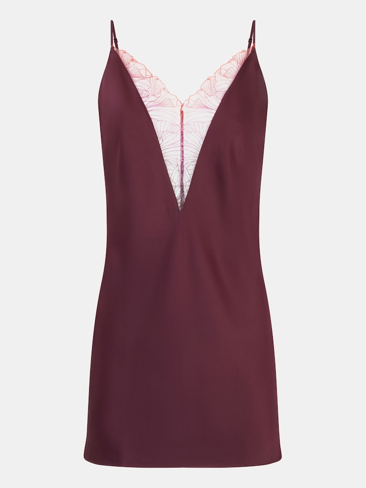 Chantelle Tattoo Love Satin Chemise, Plum - Image 5 of 5 Chantelle Tattoo Love Satin Chemise, Plum - Image 5 of 5