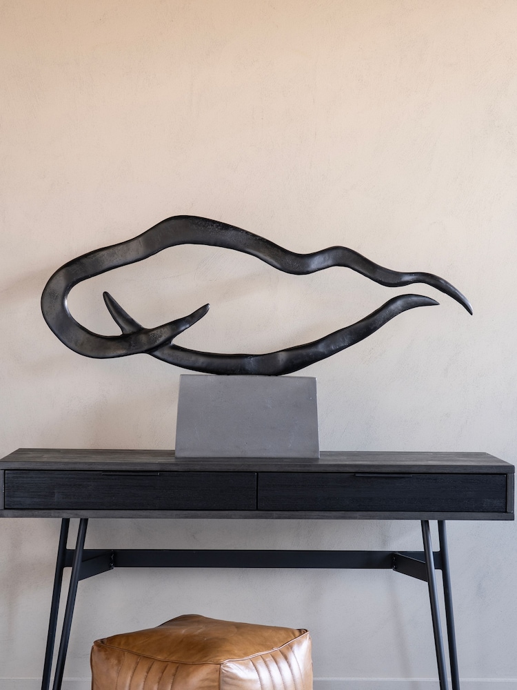 Libra Interiors Black Isla Large Textured Abstract Ornaments Sculpture - Image 1 of 6 Libra Interiors Black Isla Large Textured Abstract Ornaments Sculpture - Image 1 of 6