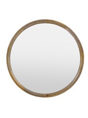 Libra Interiors Natural Leon Round Solid Wood Medium Mirror 90cm - Image 2 of 6