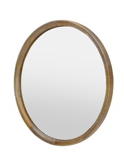 Libra Interiors Natural Leon Round Solid Wood Medium Mirror 90cm - Image 3 of 6