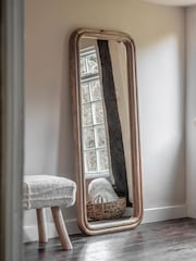 Libra Interiors Natural Leon Groove Edge Solid Wood Cheval Mirror - Image 1 of 6