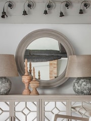 Libra Interiors Grey Barnabus Round Mirror 90cm - Image 1 of 2
