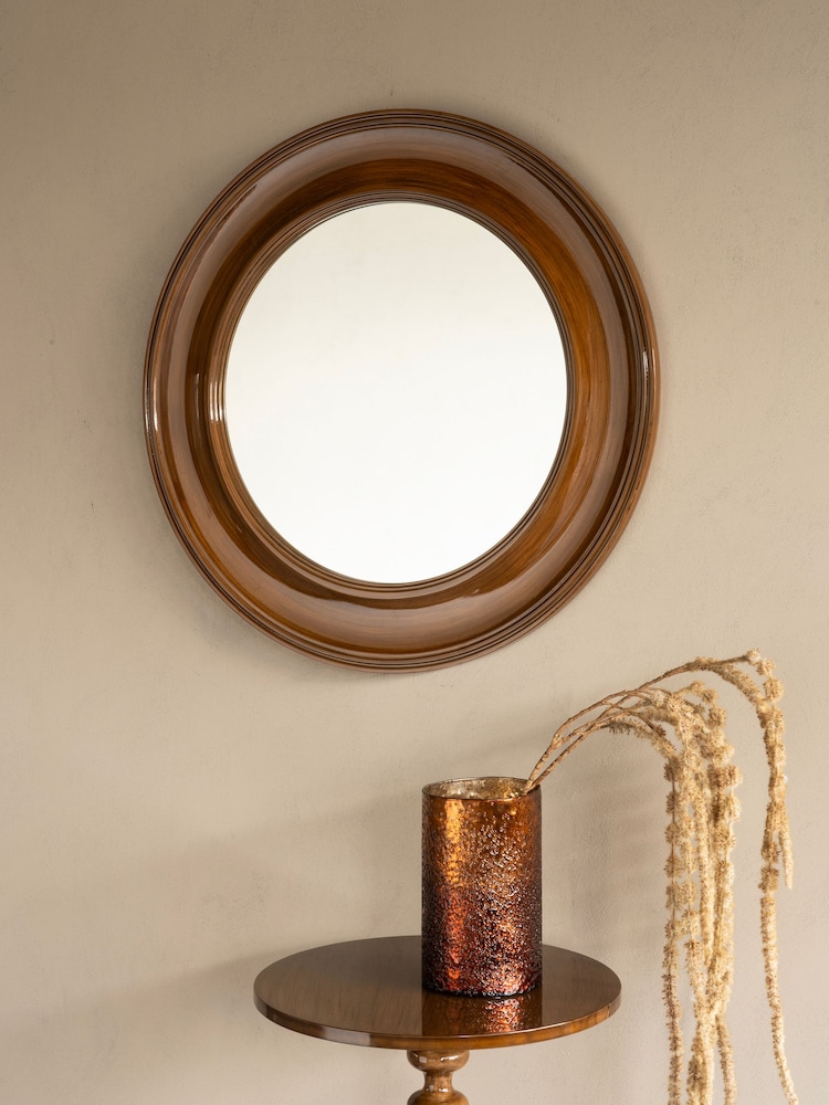 Libra Interiors Natural Maple Lacquer Mirror 80cm - Image 1 of 1 Libra Interiors Natural Maple Lacquer Mirror 80cm - Image 1 of 1