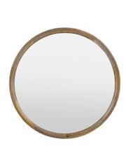 Libra Interiors Natural Leon Round Solid Wood Large Mirror - Image 2 of 6