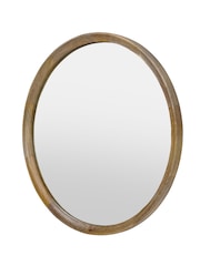 Libra Interiors Natural Leon Round Solid Wood Large Mirror - Image 3 of 6