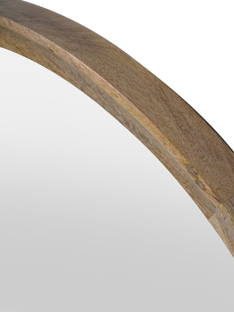Libra Interiors Natural Leon Round Solid Wood Large Mirror - Image 6 of 6