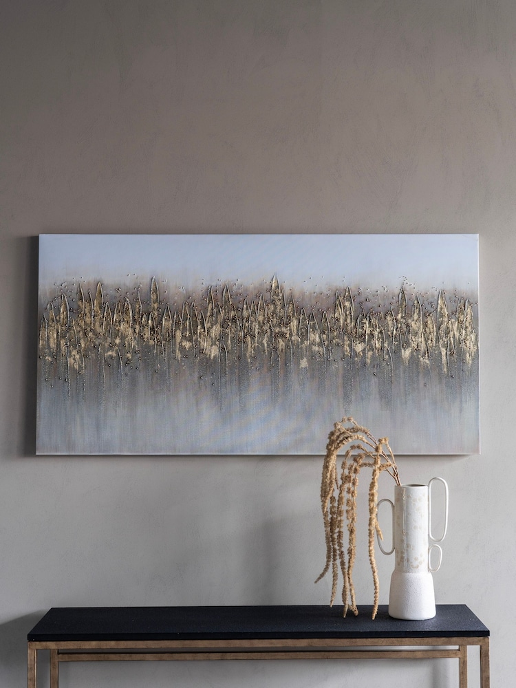 Libra Interiors Gold Abstract Golden Reeds Canvas 150x75cm - Image 1 of 6