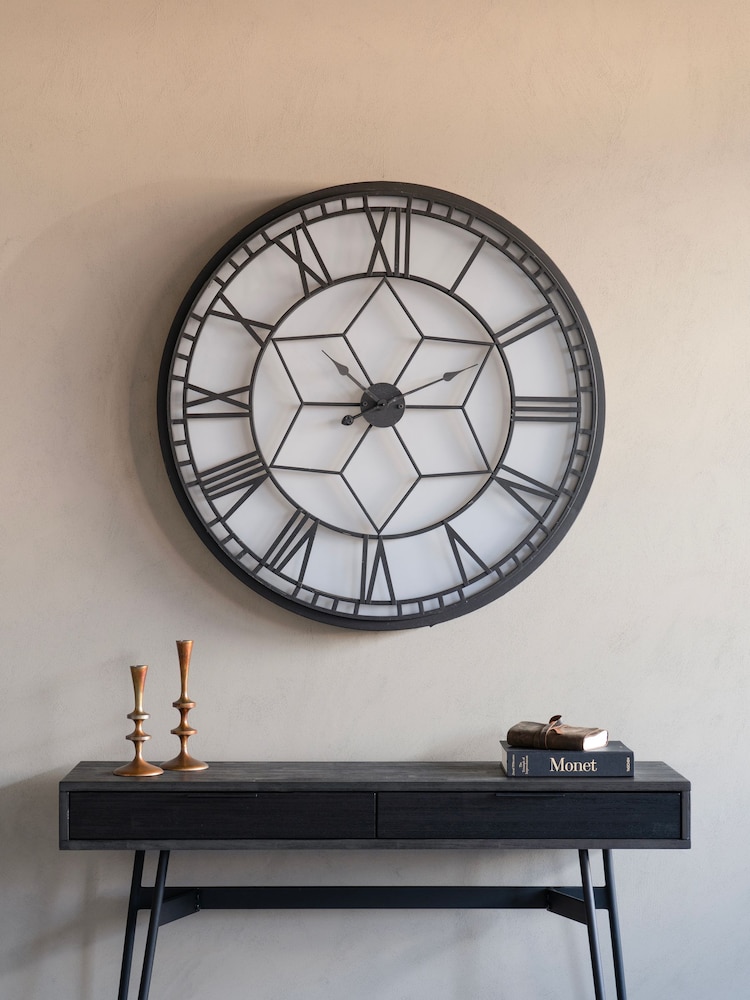 Libra Interiors Black Oversized Backlit Wall Clock - Image 1 of 6