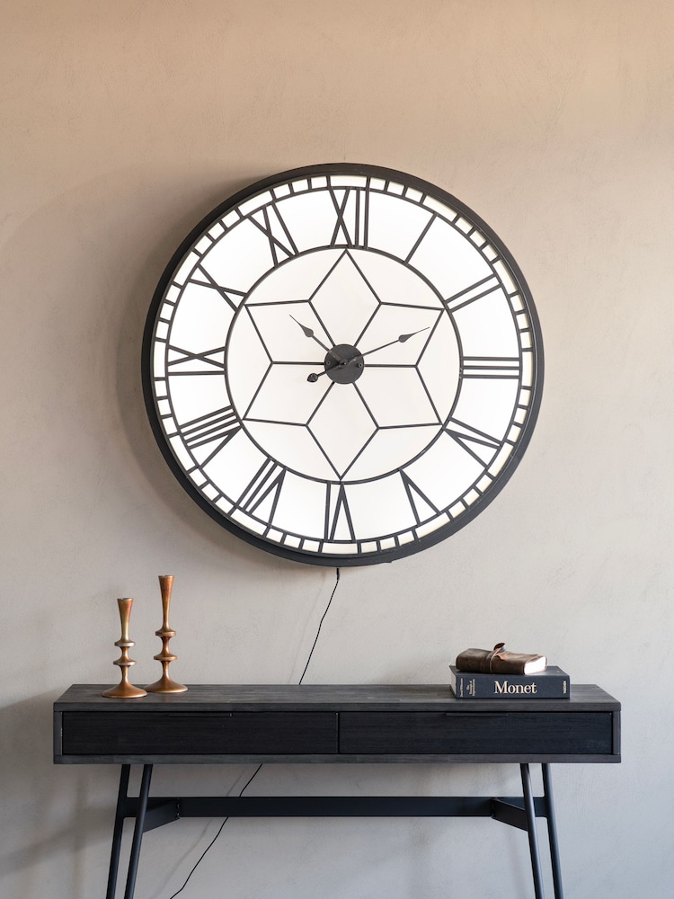 Libra Interiors Black Oversized Backlit Wall Clock - Image 2 of 6 Libra Interiors Black Oversized Backlit Wall Clock - Image 2 of 6