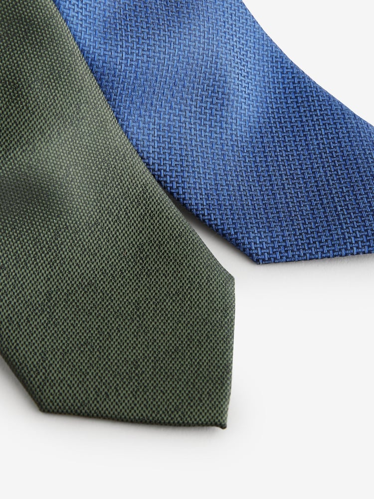 Forest Green/Blue Textured Ties 2 Pack - Image 2 of 3 Forest Green/Blue Textured Ties 2 Pack - Image 2 of 3