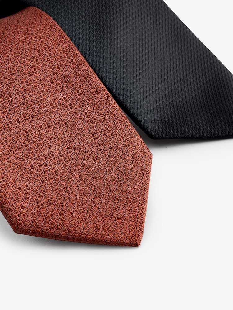 Orange/Black Textured Ties 2 Pack - Image 3 of 3 Orange/Black Textured Ties 2 Pack - Image 3 of 3