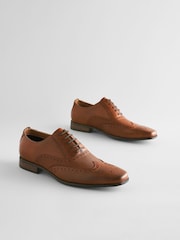 Tan Brown Embossed Oxford Wingcap Brogue Shoes - Image 1 of 6