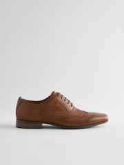 Tan Brown Embossed Oxford Wingcap Brogue Shoes - Image 2 of 6