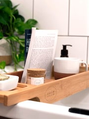 Suck UK Brown Calm Club Wooden Bath Caddy Set - Image 1 of 4