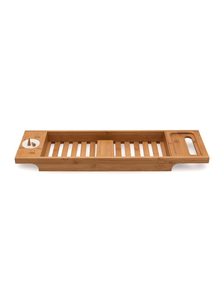 Suck UK Brown Calm Club Wooden Bath Caddy Set - Image 2 of 4