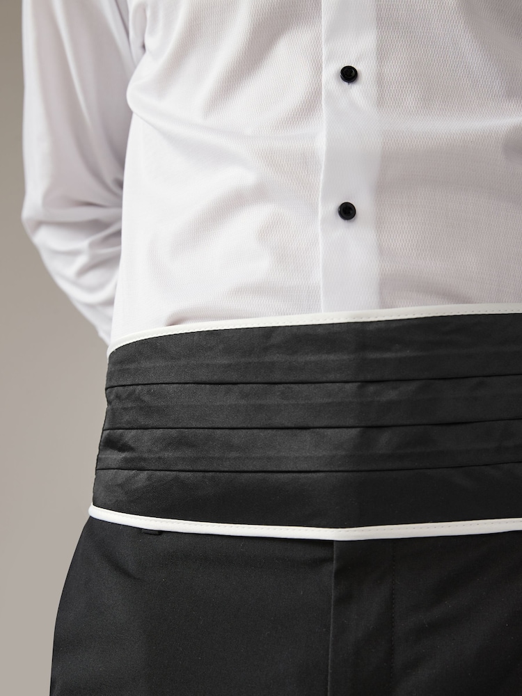 Black/White Piped Cummerbund - Image 2 of 5 Black/White Piped Cummerbund - Image 2 of 5