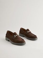 Chocolate Brown Chunky Suede Snaffle Loafers - Image 2 of 6
