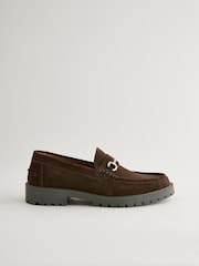 Chocolate Brown Chunky Suede Snaffle Loafers - Image 3 of 6