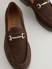 Chocolate Brown Chunky Suede Snaffle Loafers - Image 4 of 6