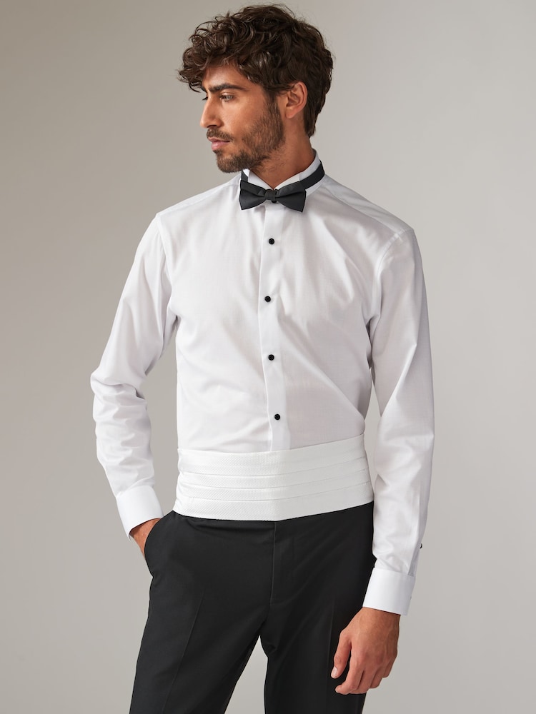 White Textured Cummerbund - Image 1 of 4