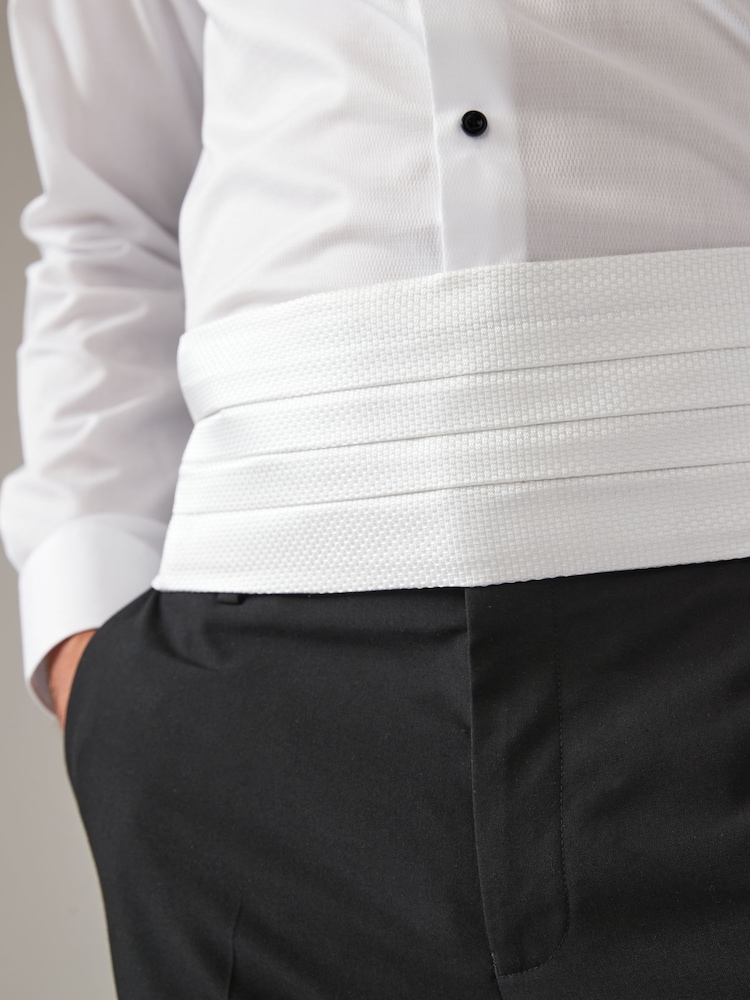 White Textured Cummerbund - Image 2 of 4