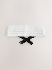 White Textured Cummerbund - Image 5 of 8
