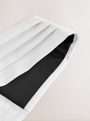 White Textured Cummerbund - Image 6 of 8