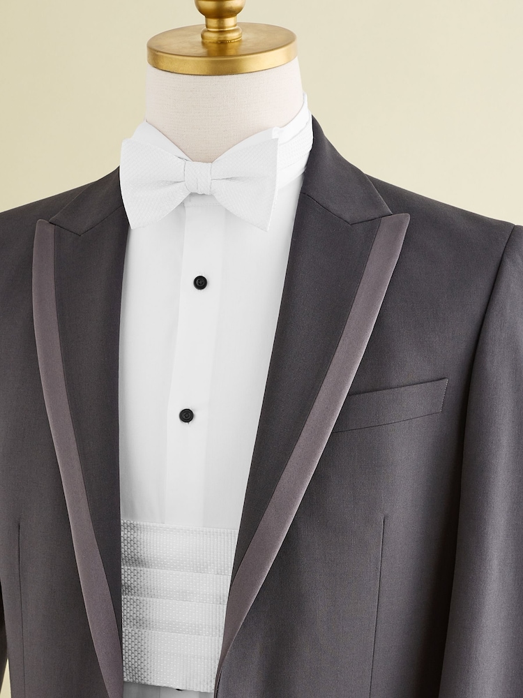 White Textured Cummerbund - Image 8 of 8