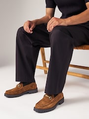 Tan Brown Chunky Suede Snaffle Loafers - Image 1 of 7