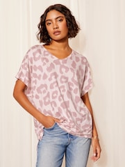 Friends Like These Animal Leopard Short Sleeve V Neck Tunic Top - Image 1 of 4