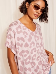 Friends Like These Animal Leopard Short Sleeve V Neck Tunic Top - Image 3 of 4
