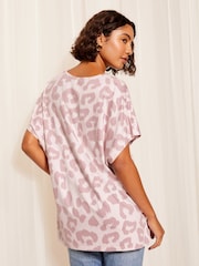 Friends Like These Animal Leopard Short Sleeve V Neck Tunic Top - Image 4 of 4