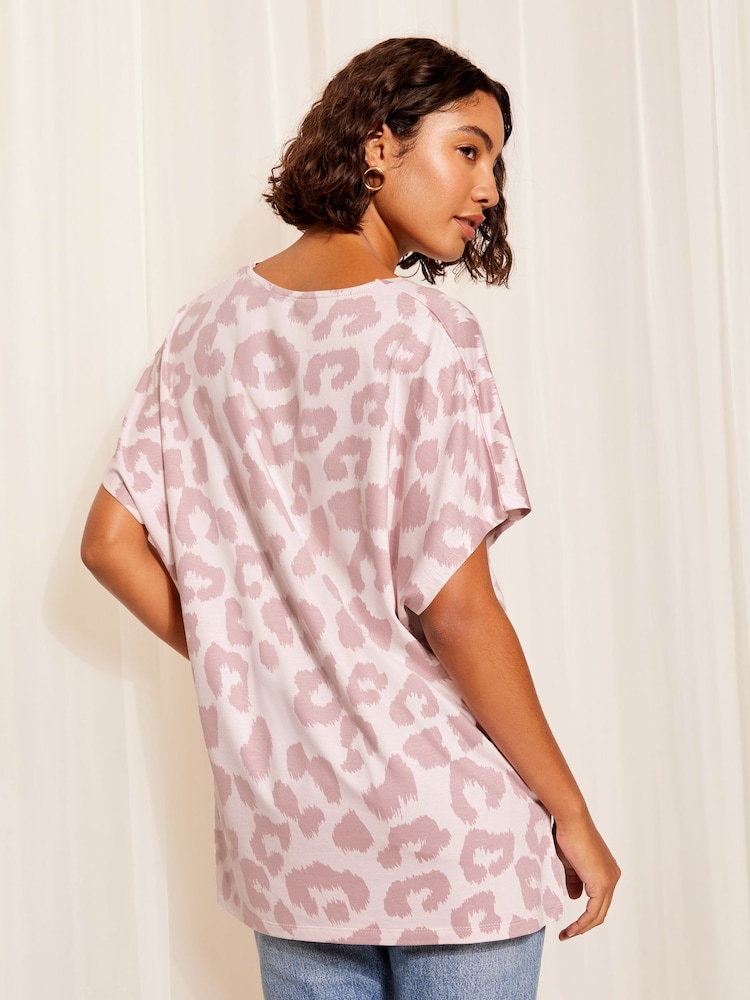 Friends Like These Animal Leopard Short Sleeve V Neck Tunic Top - Image 4 of 4