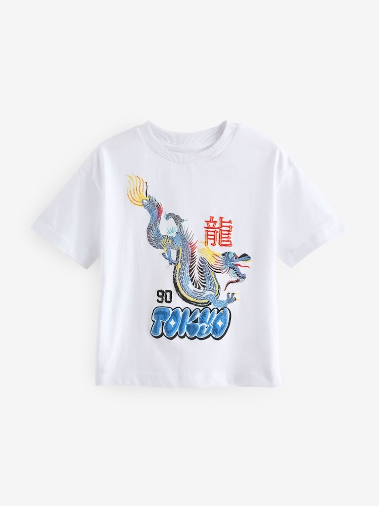White Dragon Short Sleeve Character T-Shirt (3mths-7yrs) - Image 1 of 4