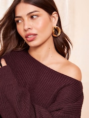 Friends Like These Berry Red Slash Neck Jumper - Image 3 of 4