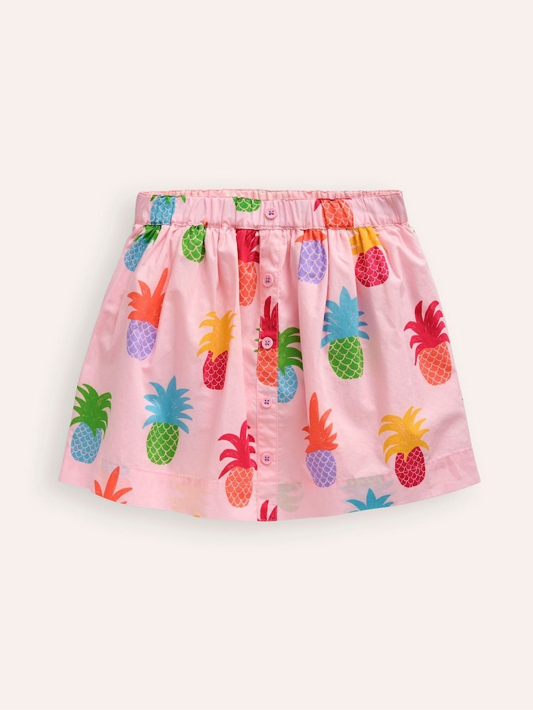 Boden Pink Pineapple Pull-On Twirly 100% Cotton Skirt - Image 1 of 3
