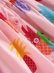 Boden Pink Pineapple Pull-On Twirly 100% Cotton Skirt - Image 3 of 3