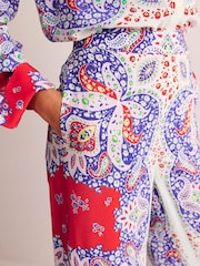 Boden Red/Blue Palazzo Fluid Crepe Trousers - Image 2 of 5