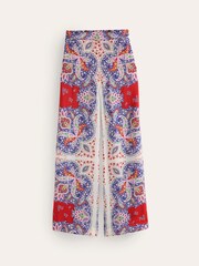 Boden Red/Blue Palazzo Fluid Crepe Trousers - Image 5 of 5