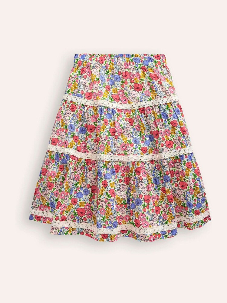 Boden Floral Printed Tiered 100% Cotton Midi Skirt - Bild 1 von 3